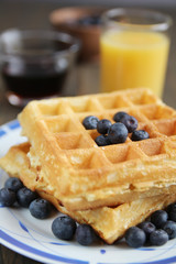 Waffles and blueberries