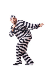Convict criminal in striped uniform