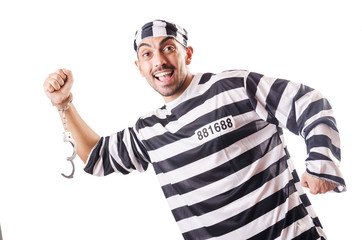 Convict criminal in striped uniform