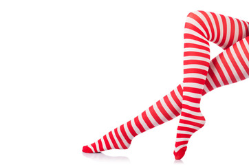 Woman with long legs and stockings