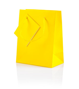 yellow paper bag isolated