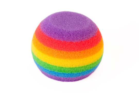 Round rainbow sponge, isolated on white