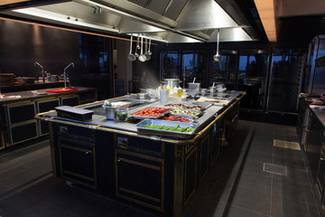 Beautiful kitchen restaurant with delicious food.