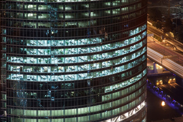 Nice view to tower and the street in the evening Moscow.