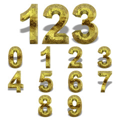 Conceptual 3D yellow shiny gold golden metal font set