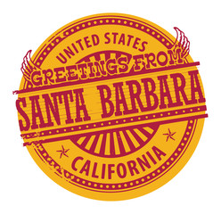 Grunge stamp with text Greetings from Santa Barbara, vector