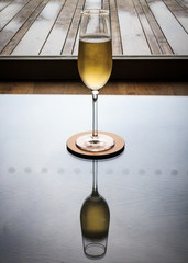 Single Champage Glass with reflection