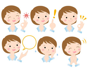 女性　様々な表情　スーツ