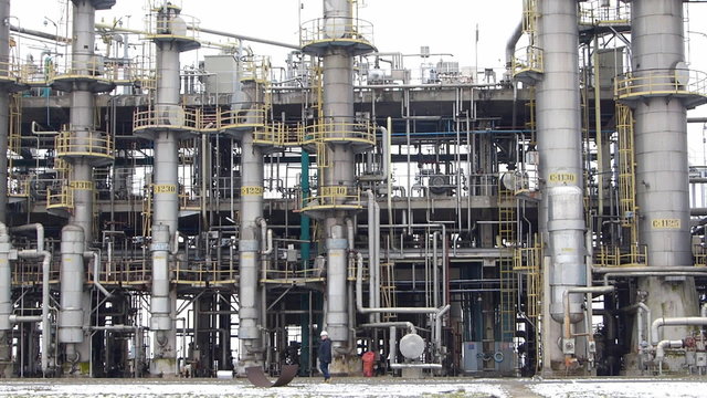 Man working in petrochemical plant
