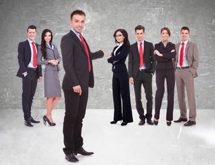 business team being presented by a young leader