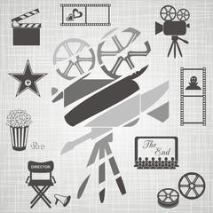 Old colorful movie camera