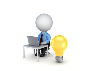 3d small person and idea symbol.