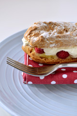 Choux pastry cream eclair slice