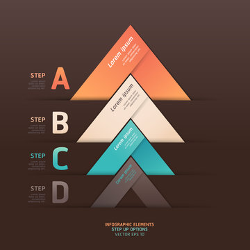 Modern arrow origami style step up options banner. Vector illust