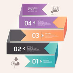 Modern arrow origami style number options banner. Vector