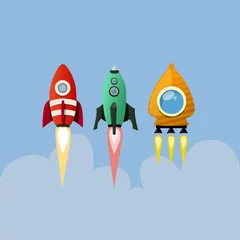 Deurstickers Set cartoon raketten © baluchis