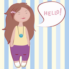 Hello girl  vector illustration
