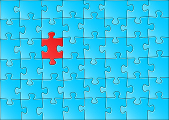 roter Au&szlig;enseiter in blauem Puzzle