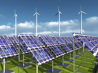 Solar Power Plant and Wind Farm