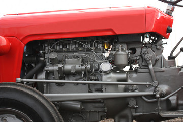 Fototapeta premium The Engine of a Classic Vintage Agricultural Tractor.