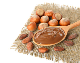 Chocolate, hazelnuts and cocoa beans