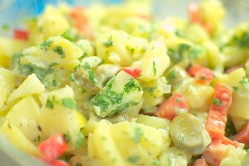 Kartoffelsalat mit frischem Gemüse