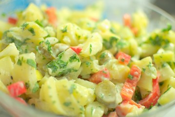 Kartoffelsalat mit frischem Gemüse
