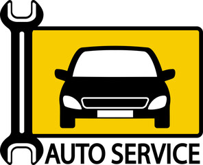 autoservice sign with car and wrench