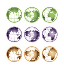 the globe of the earth in different positions