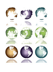 the globe of the earth in different positions
