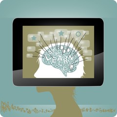Kreativität - Analyse - Lernen - Illustration mit Tablet PC - KI Künstliche Intelligenz 