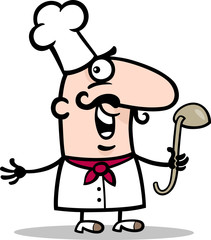 cook or chef with ladle cartoon illustration