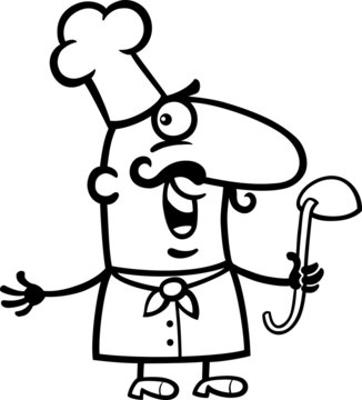 cook or chef with ladle cartoon illustration