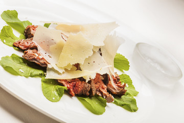 Slices of Juicy Tenderloin steak. Gourmet Main Course.