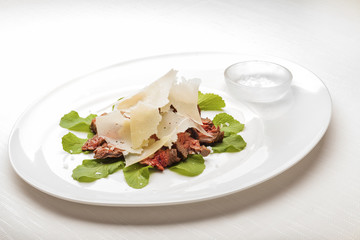 Slices of Juicy Tenderloin steak. Gourmet Main Course.