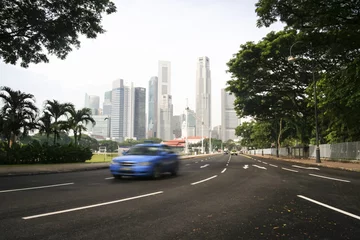 Foto op Canvas taxi cab driving singapore city © simon gurney
