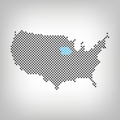 Iowa in USA Karte punktiert