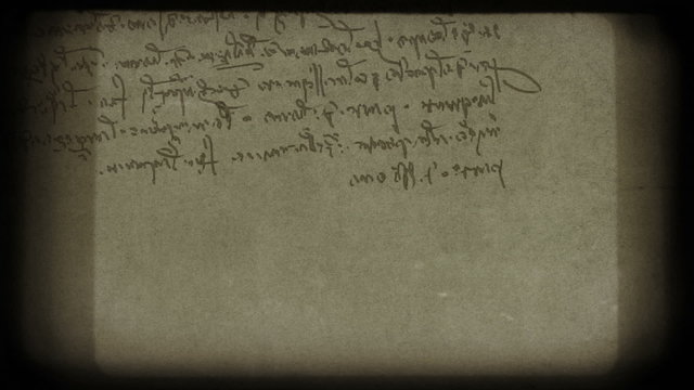 Specific handwriting of Leonardo da Vinci.