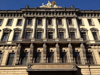 The facade of an old building in St. Petersburg  