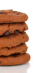 Chocolate chips cookies isolated on white