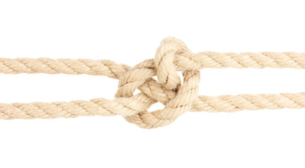 Rope with knot isolated on white