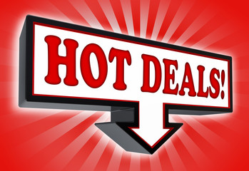 hot deals money red and black arrow sign