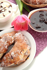 Light tasty breakfast, close up.