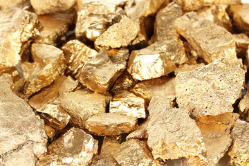 Golden nuggets close-up