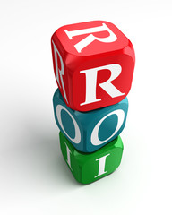 roi on red, green and blue dice