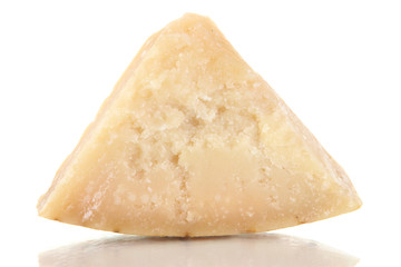 Piece of Parmesan cheese isolated on white