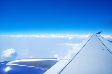 Fototapeta na wymiar samolot skrzydło oglądania