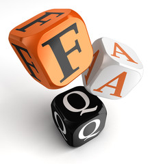 Faq orange black dice blocks