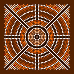Illustration in dot painting style: center