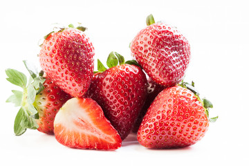 Strawberries on white background